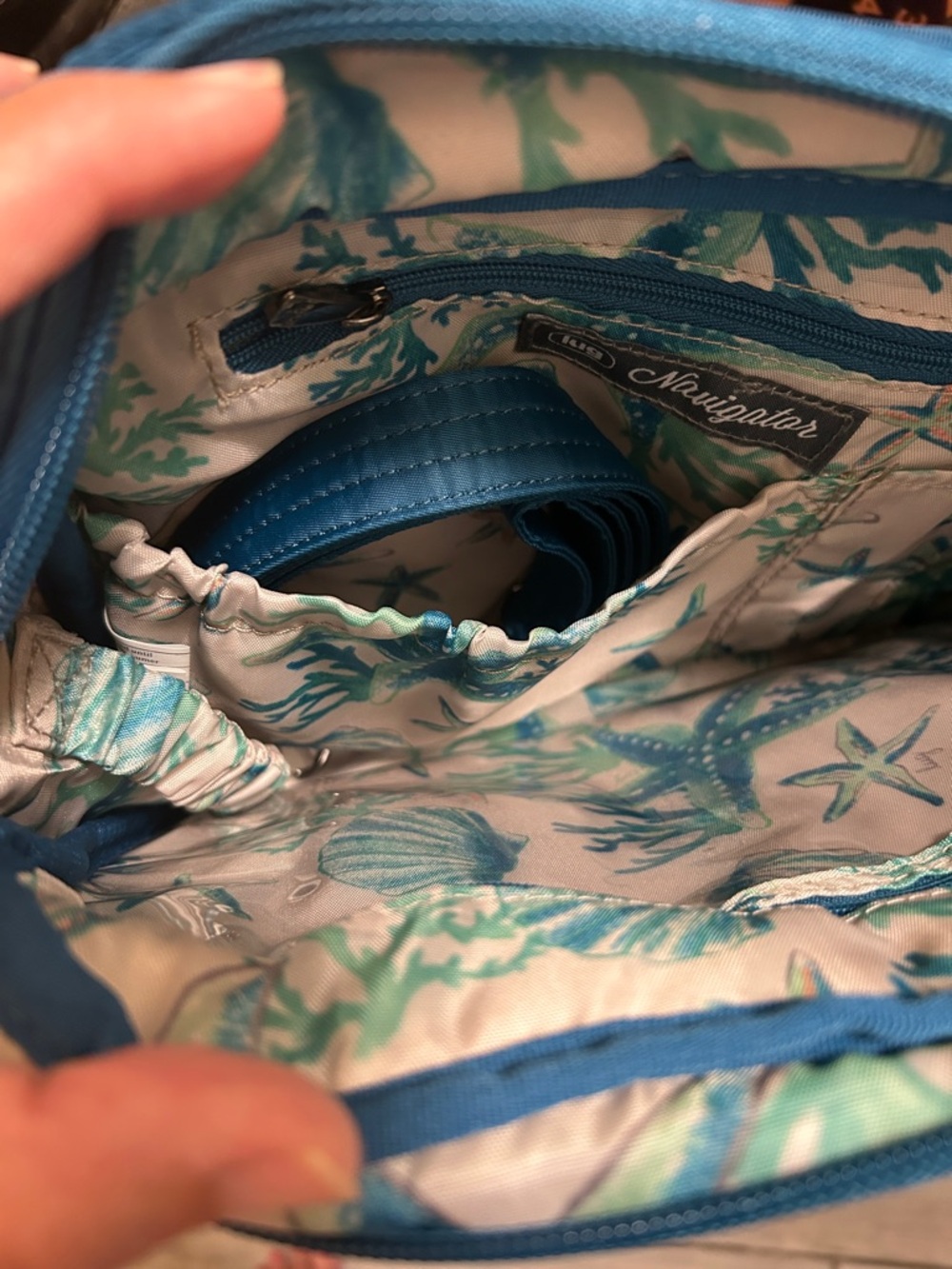 LUG Teal Quilted Navigator Crossbody Bag with Double Front Pockets - Picture 6 of 8